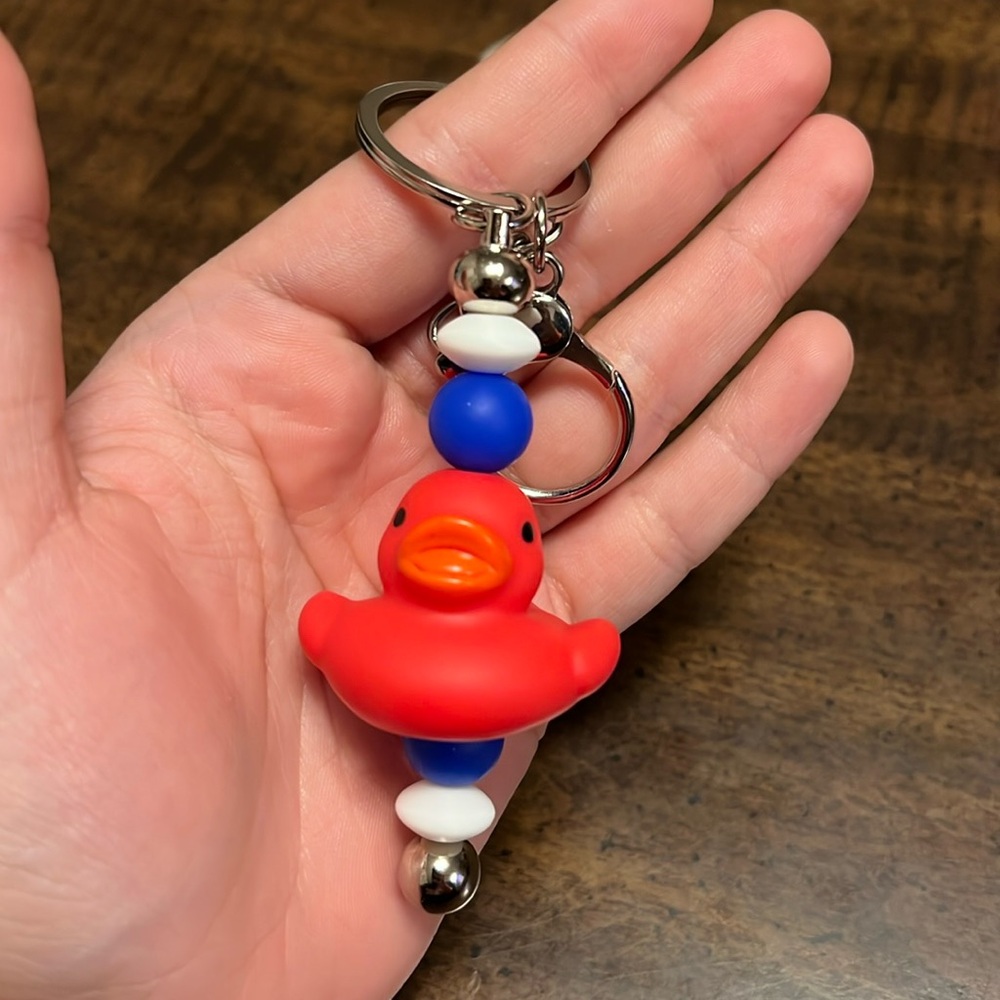 Handmade Red Rubber Duck Keychain